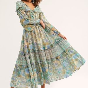 Free People x Spell amethyst gown turquoise